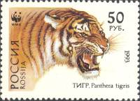 1993-061 Марка Россия Уссурийский тигр  Уссурийский тигр III O