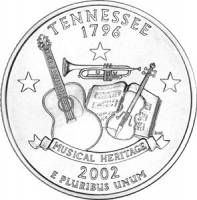 (016s) Монета США 2002 год 25 центов "Теннесси"  Медь-Никель  PROOF
