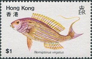 (№1981-369) Марка Гонконг 1981 год &quot;Золотой Threadfin лещ Nemipterus virgatus&quot;, Гашеная