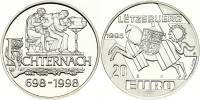1998 Монета Люксембург 20 евро Аббатство Эхтернах 1300 лет Серебро Ag 925  PROOF