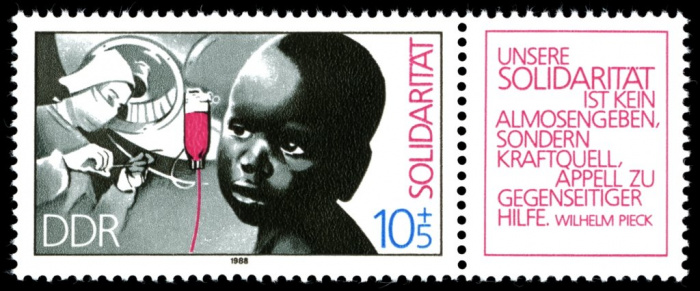 (1988-074) Марка + купон Германия (ГДР) &quot;Чернокожий ребенок&quot;    Солидарность II Θ