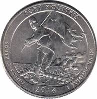 (035p) Монета США 2016 год 25 центов "Форт Молтри"  Медь-Никель  UNC