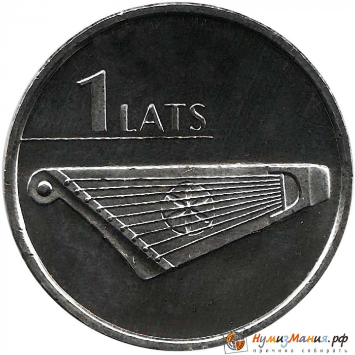 (24) Монета Латвия 2013 год 1 лат &quot;Гусли&quot;  Медь-Никель  UNC