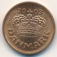 (№2002km868.2) Монета Дания 2002 год 25 Oslash;re (сердца)
