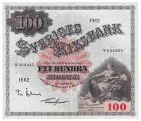 (1962) Банкнота Швеция 1962 год 100 крон "Густав I Васа"   XF