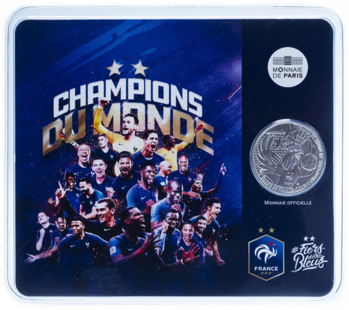 (2018) Монета Франция 2018 год 10 евро &quot;Двукратные Чемпионы Мира по футболу&quot;  Серебро Ag 333  Буклет