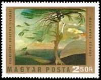 (1973-048) Марка Венгрия "Одинокий Кедр"    Картины Тивадара Костка Чонтвари III O