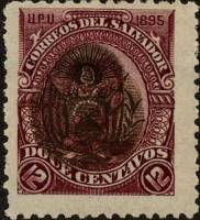(№1895-95) Марка Сальвадор 1895 год "Генерал Антонио Ezetaoverprinted", Гашеная