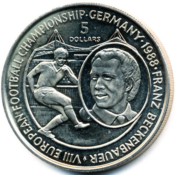 (1988) Монета Остров Ниуэ 1988 год 5 долларов &quot;ЧЕ по футболу ФРГ 1988. Франц Бекенбауэр&quot;  Медь-Никел