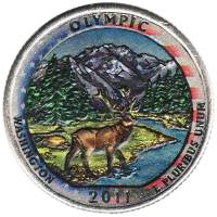(008p) Монета США 2011 год 25 центов "Олимпик"  Вариант №2 Медь-Никель  COLOR. Цветная