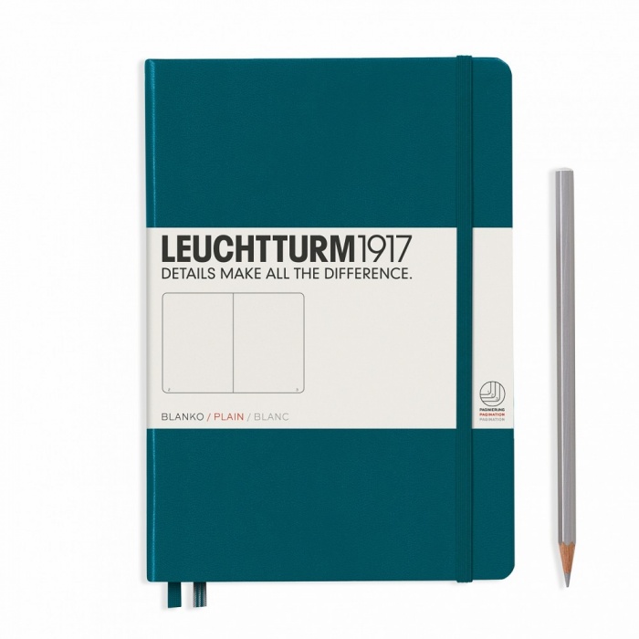 Книга для записей Medium A5 на 249 страниц нелинованый, PACIFIC GREEN. Leuchtturm1917, #359698