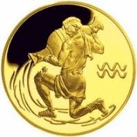 (045 спмд) Монета Россия 2004 год 50 рублей "Водолей"  Золото Au 999  UNC