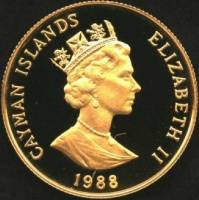 () Монета Каймановы острова 1988 год 100  ""   Биметалл (Платина - Золото)  UNC