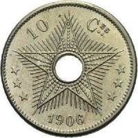 (№1906km10) Монета Конго 1906 год 10 Centimes