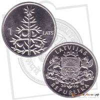 (15) Монета Латвия 2009 год 1 лат "Новогодняя ёлка"  Медь-Никель  UNC