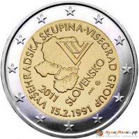 (003) Монета Словакия 2011 год 2 евро "Вишеградская группа"  Биметалл  UNC