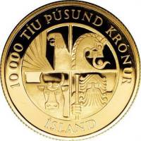 (№1974km22) Монета Исландия 1974 год 10,000 Kronur (1100-летия первого поселения на острове - золото
