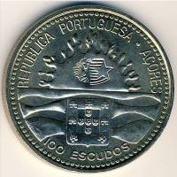 1995 Монета Азорские острова Португалия 1995 год 100 эскудо 100 лет автономии  Медь-Никель  UNC