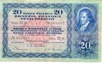 (№1951P-39s.3) Банкнота Швейцария 1951 год "20 Franken/Francs/Franchi" (Подписи:  Müller  Keller  Bl