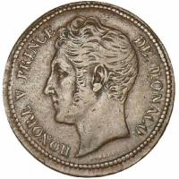 (№1837km95.1a) Монета Монако 1837 год 5 Centimes (Синк - большая голова)