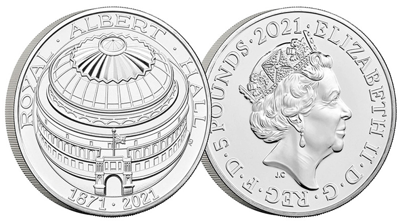 (2021) Монета Великобритания 2021 год 5 фунтов &quot;Альберт Холл&quot;  Медь-Никель  Буклет