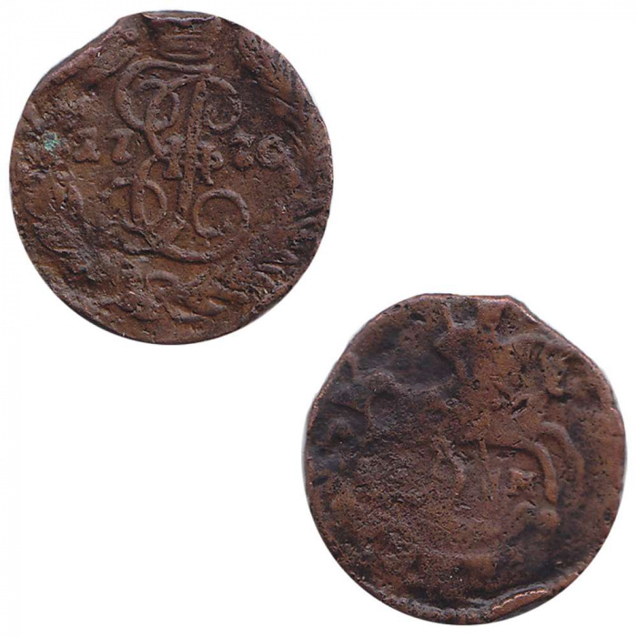 (1770, ЕМ) Монета Россия 1770 год 1/4 копейки   Полушка  VF