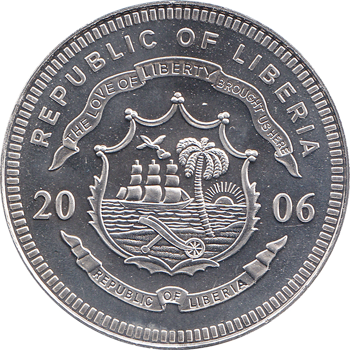 (2006) Монета Либерия 2006 год 10 долларов &quot;Пароход Королева Мария&quot;   UNC