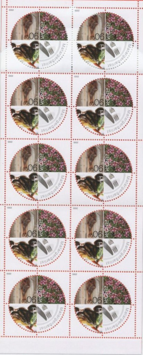 (№2005-1103) Лист марок Исландия 2005 год &quot;Панели Европа СЕПТ буклет гастрономические второй&quot;, Гашен