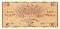 (1957) Банкнота Финляндия 1957 год 100 марок  Waris - Sacklen  UNC