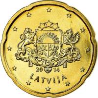 (2014) Монета Латвия 2014 год 20 центов   Северное золото  UNC