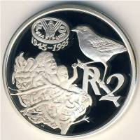 () Монета ЮАР (Южная Африка) 1995 год 2  ""   Биметалл (Серебро - Ниобиум)  UNC