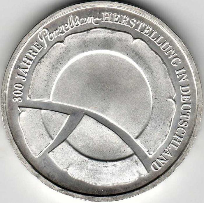 (2010f) Монета Германия (ФРГ) 2010 год 10 евро &quot;Производство фарфора 300 лет&quot;  Серебро Ag 925  PROOF