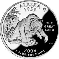 (049s, Ag) Монета США 2008 год 25 центов "Аляска"  Медь-Никель  PROOF
