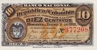 (№1893P-221) Банкнота Колумбия 1893 год "10 Centavos"