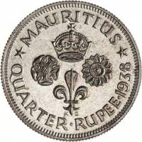 (№1938km18) Монета Маврикий 1938 год frac14; Rupee