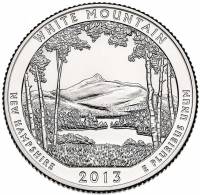 (016d) Монета США 2013 год 25 центов "Белые горы"  Медь-Никель  UNC