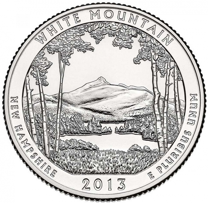 (016d) Монета США 2013 год 25 центов &quot;Белые горы&quot;  Медь-Никель  UNC