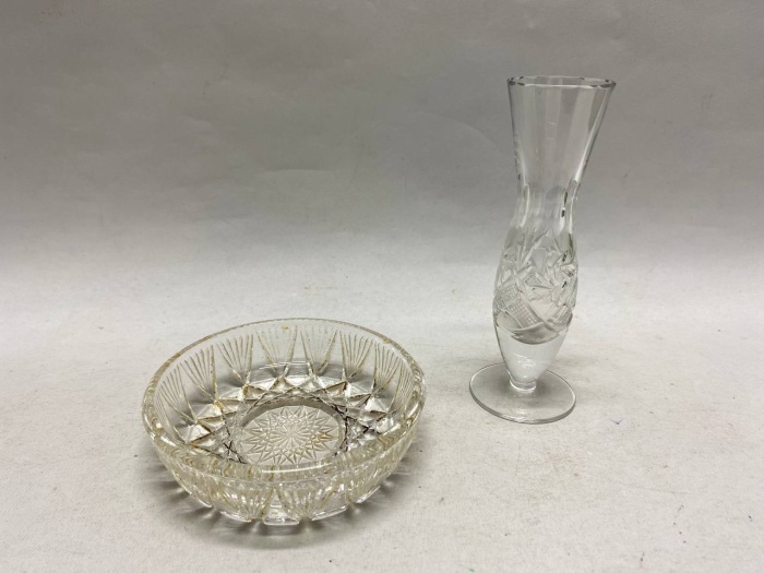 Ваза 15 см и розетка хрусталь