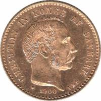 () Монета Дания 1900 год   ""   Золото (Au)  XF