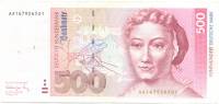 (1991) Банкнота Германия (ФРГ) 1991 год 500 марок "Мария Сибилла Мериан"   XF