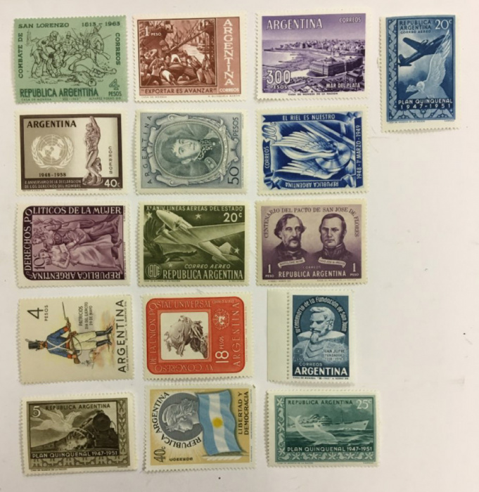 (--) Набор марок Аргентина &quot;16 шт.&quot;  Негашеные  , III O