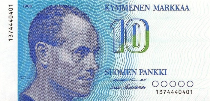 (1986) Банкнота Финляндия 1986 год 10 марок &quot;Пааво Нурми&quot; Puntila - Hamalainen  UNC