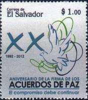 (№2012-2621) Марка Сальвадор 2012 год "20 лет Чапультепекских мирных соглашений", Гашеная