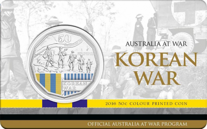 (2016) Монета Австралия 2016 год 50 центов &quot;Корейская война&quot;  Медь-Никель  Буклет