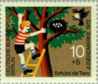 (1972-009) Марка Германия (ФРГ) "Разорение гнезда"    Защита животных III O