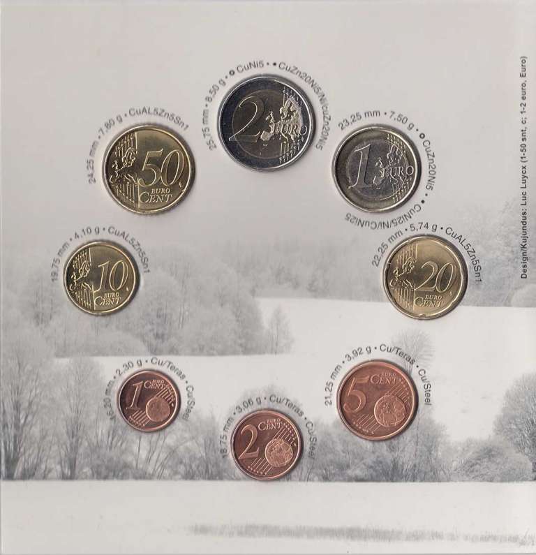 (2011, 8 монет) Набор монет Эстония 2011 год &quot;Природа Эстонии&quot;  Буклет
