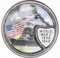 (2001) Монета Либерия 2001 год 10 долларов "Перл Харбор"  Цветная  UNC