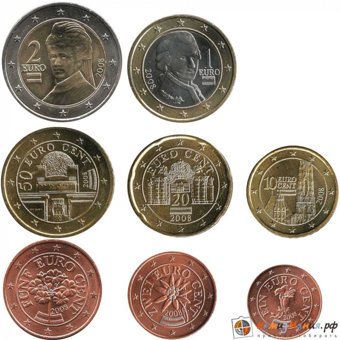 (2008) Набор монет Евро Австрия 2008 год   UNC