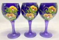 Бокалы цветное стекло с рисунком 3 шт 