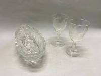 Салатник ладья и 2 фужера, хрусталь